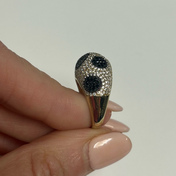 Suzy Levian Yellow Sterling Silver White Black CZ Ring NWT - Picture 6 of 6